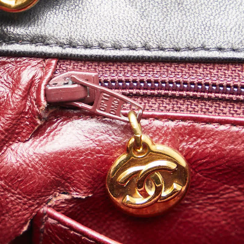 Chanel Mattrase Coco Single Flap  Chain Shoulder Bag Black Lambskin  CHANEL