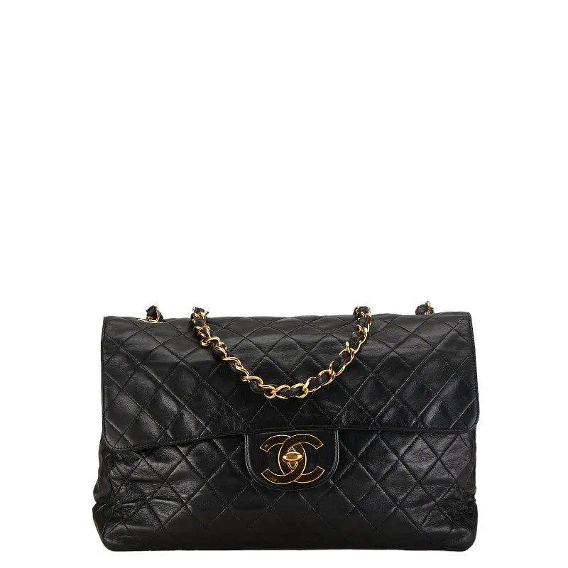 Chanel Mattrase Coco Single Flap  Chain Shoulder Bag Black Lambskin  CHANEL