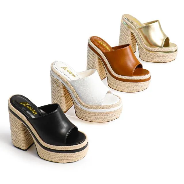 Chic Peak  Espadrille Mules (Tan)