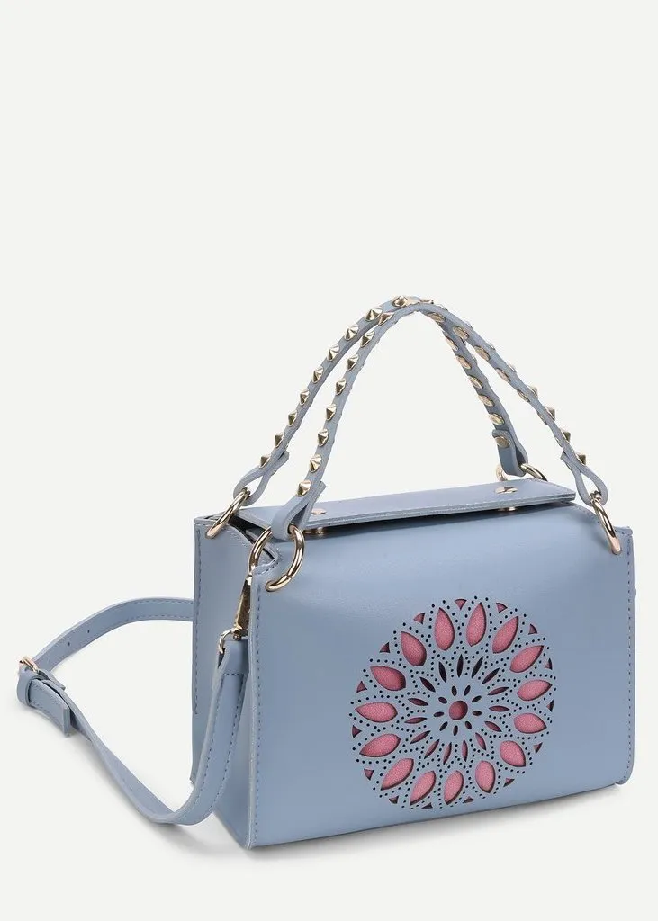 Cut Out PU Shoulder Bag With Studded