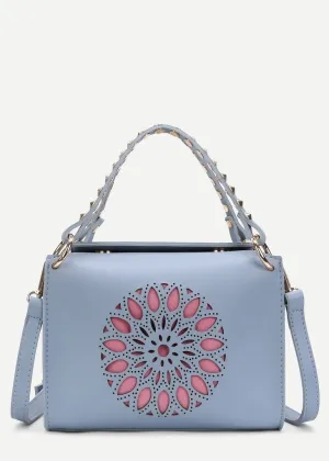 Cut Out PU Shoulder Bag With Studded