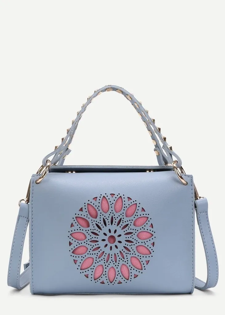 Cut Out PU Shoulder Bag With Studded