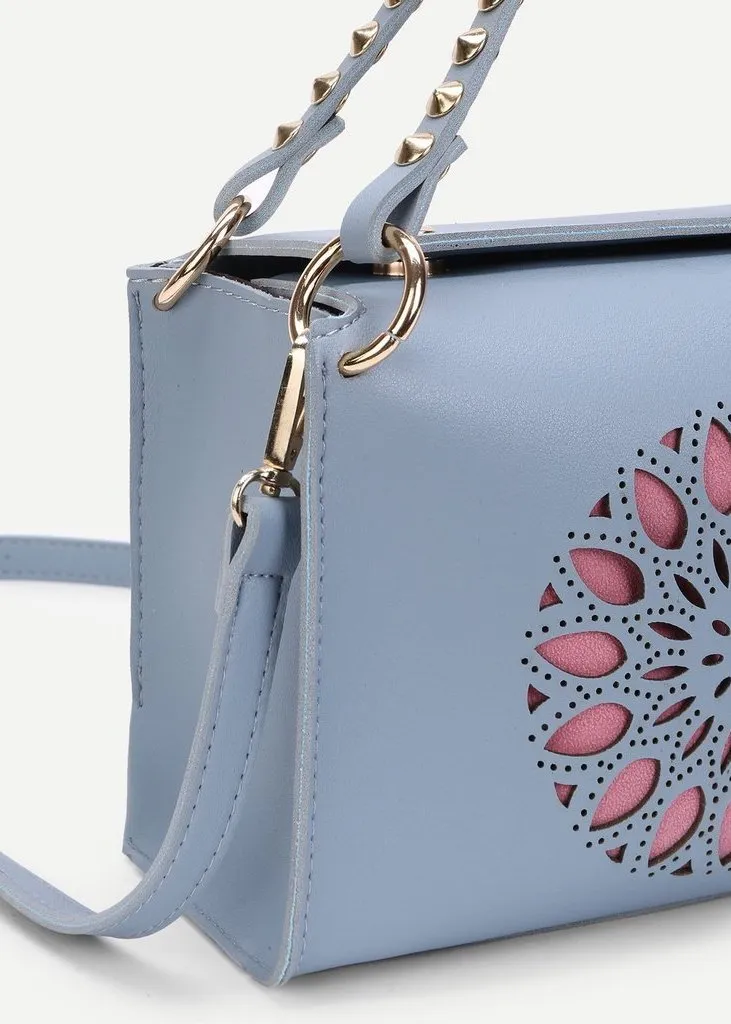Cut Out PU Shoulder Bag With Studded
