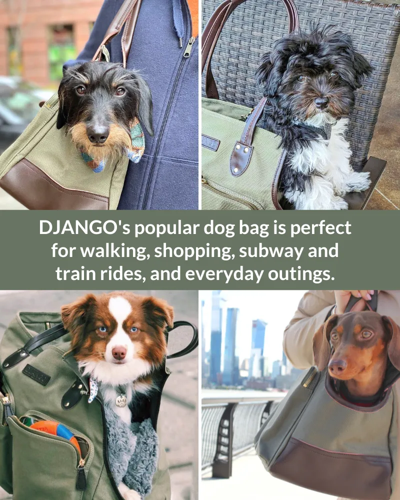 DjangoTote™ Waxed Canvas Dog Carrier Bag and Pet Travel Tote