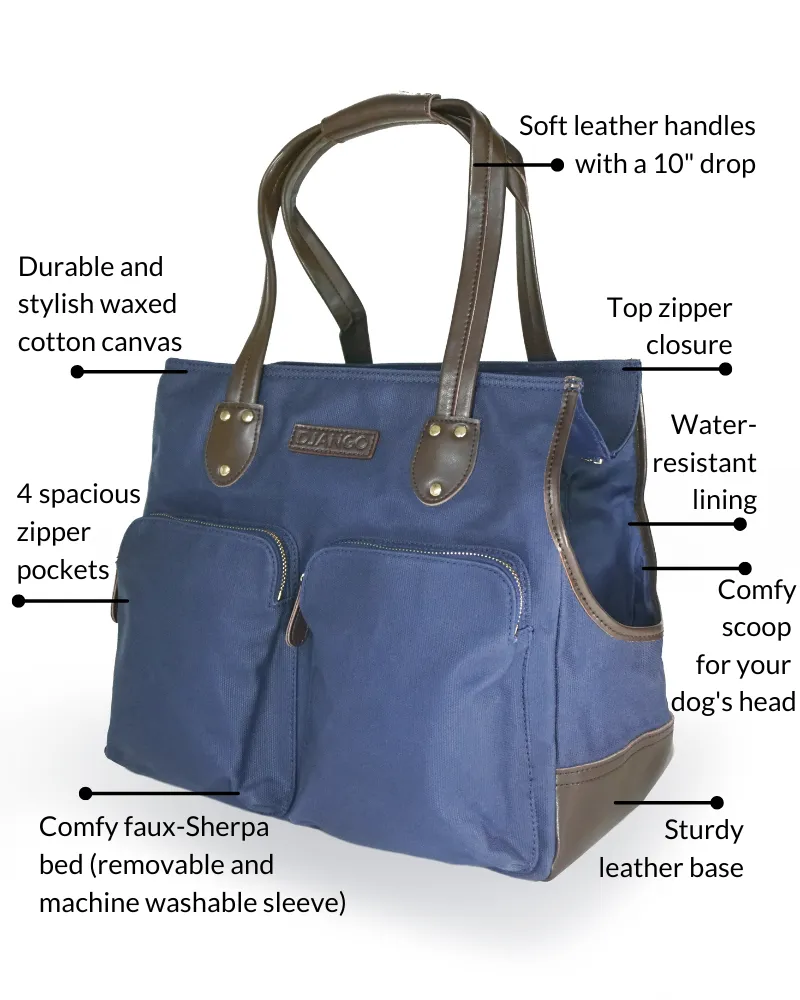 DjangoTote™ Waxed Canvas Dog Carrier Bag and Pet Travel Tote