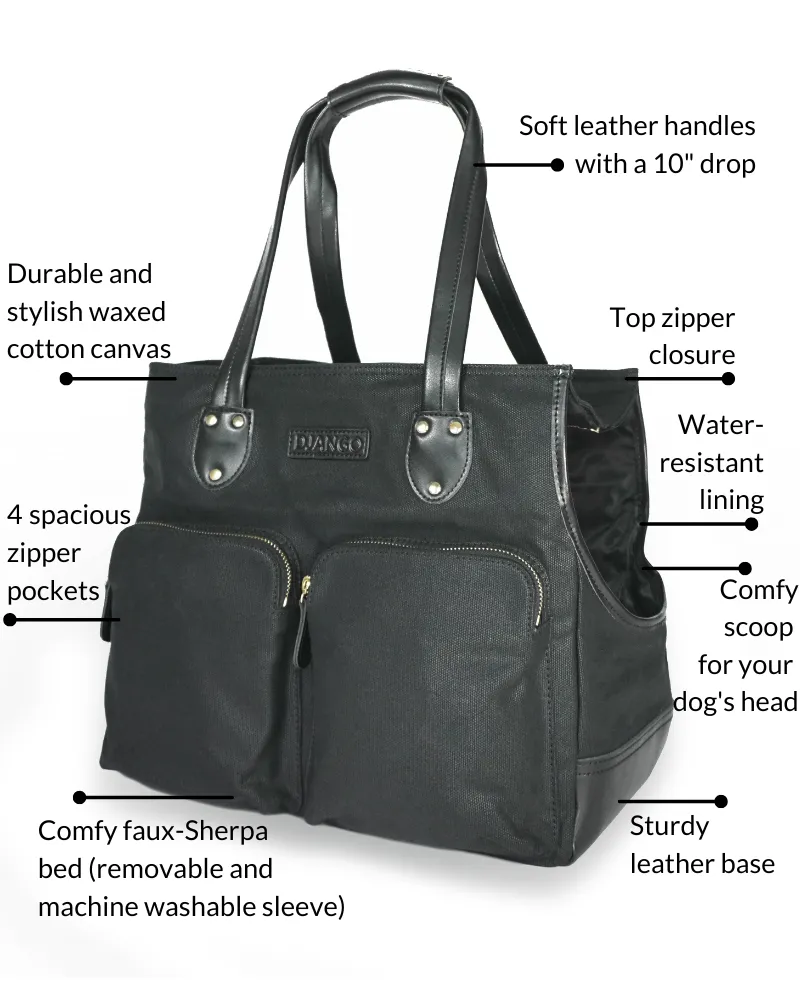 DjangoTote™ Waxed Canvas Dog Carrier Bag and Pet Travel Tote