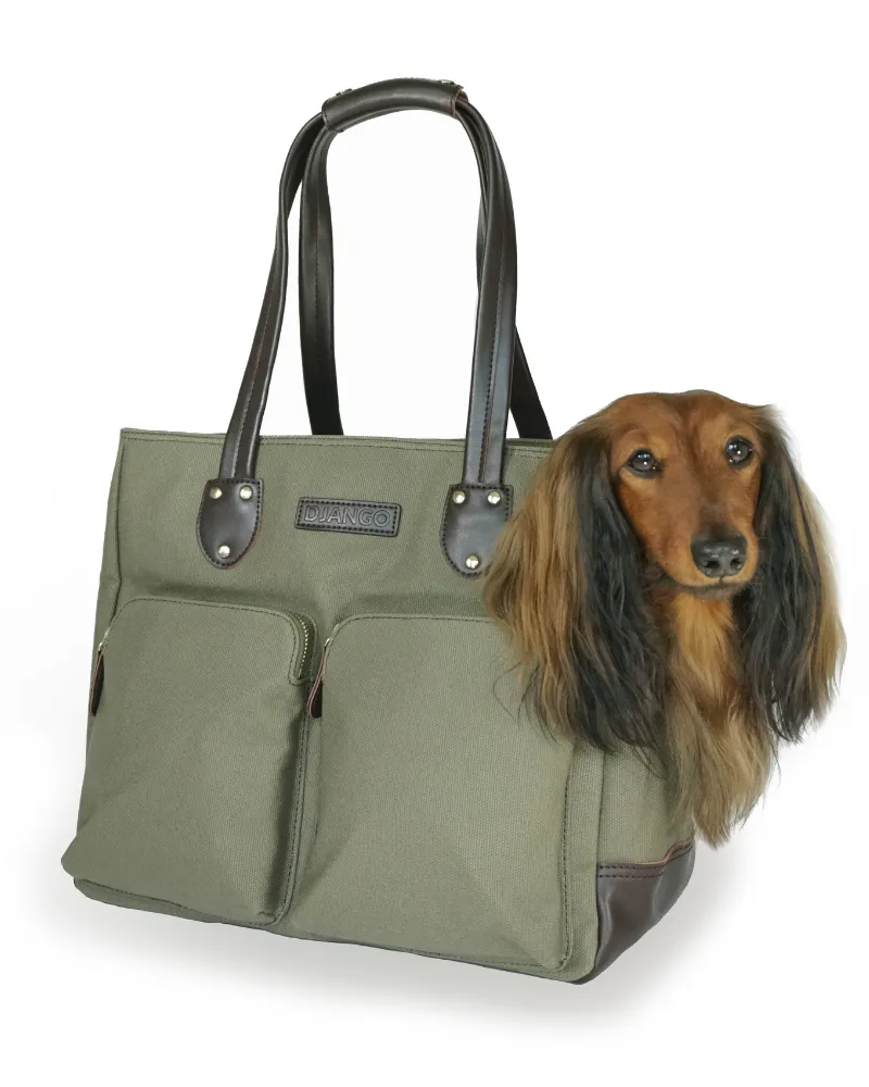 DjangoTote™ Waxed Canvas Dog Carrier Bag and Pet Travel Tote