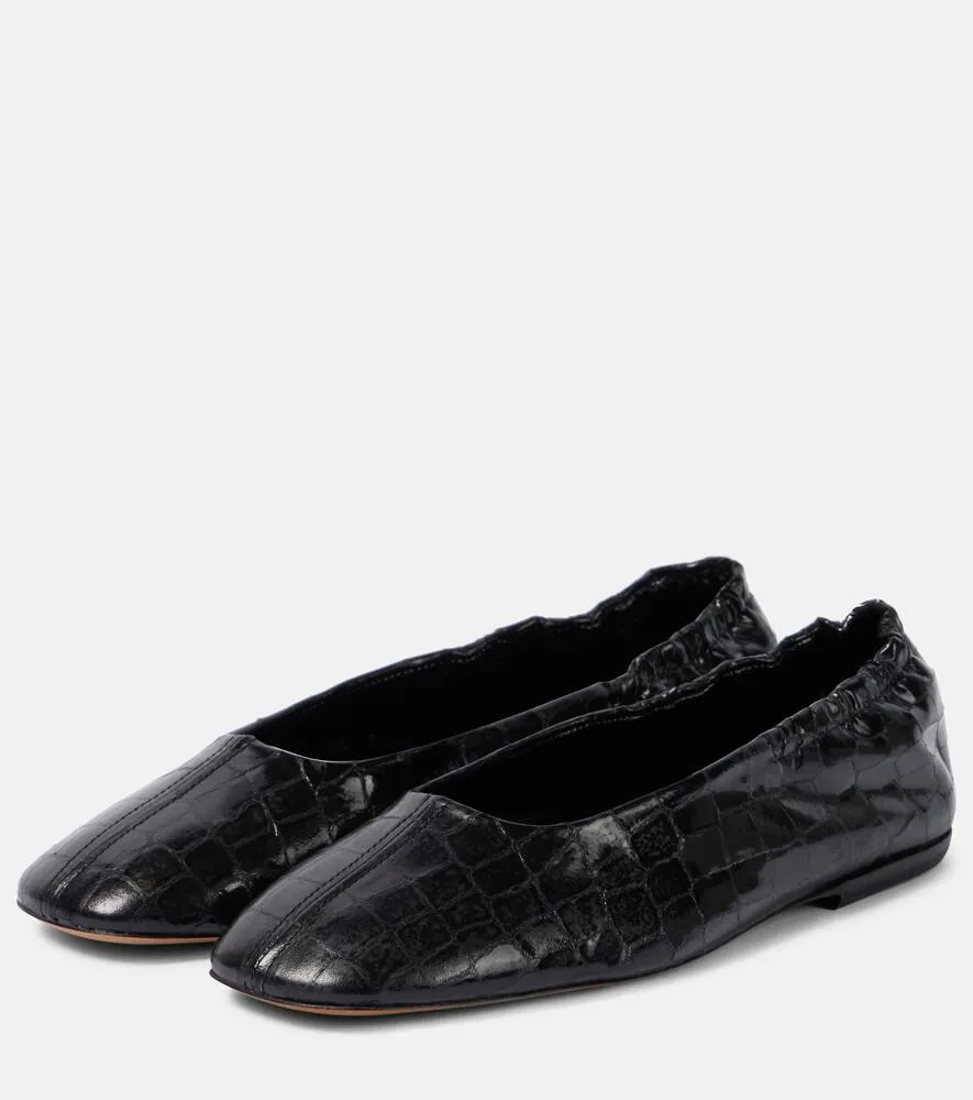 Dries Van Noten Croc-effect leather ballet flats