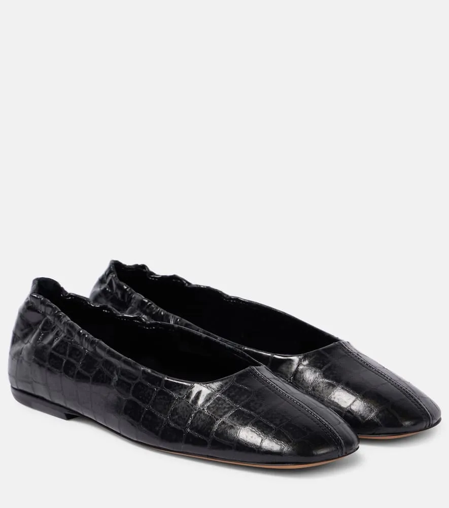 Dries Van Noten Croc-effect leather ballet flats
