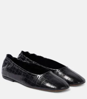 Dries Van Noten Croc-effect leather ballet flats
