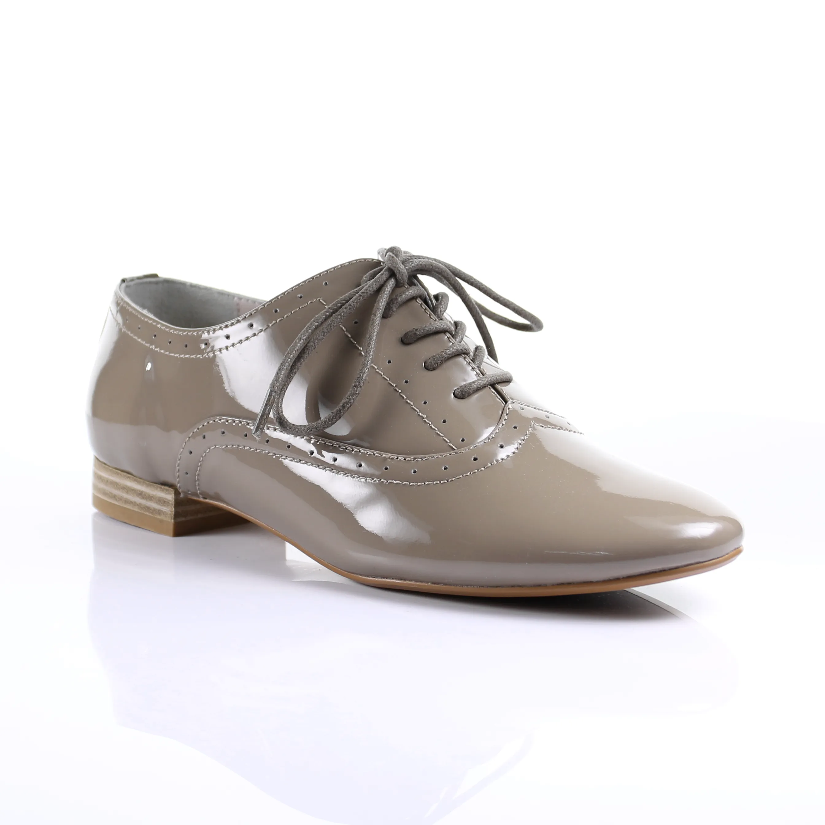 Enamel Sheep Leather Lace up shoes (Dark Beige)