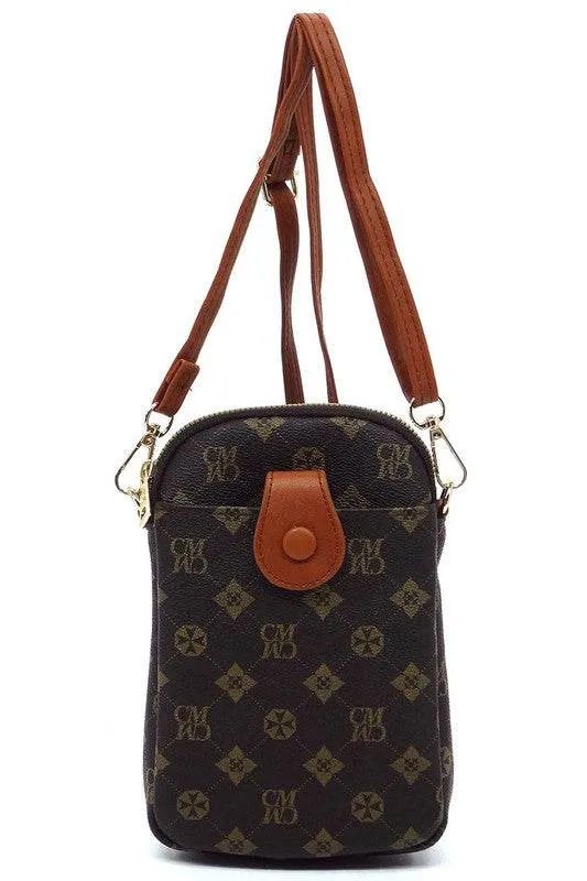 Fashion World CM Monogram Mini Crossbody Bag Cell Phone Purse