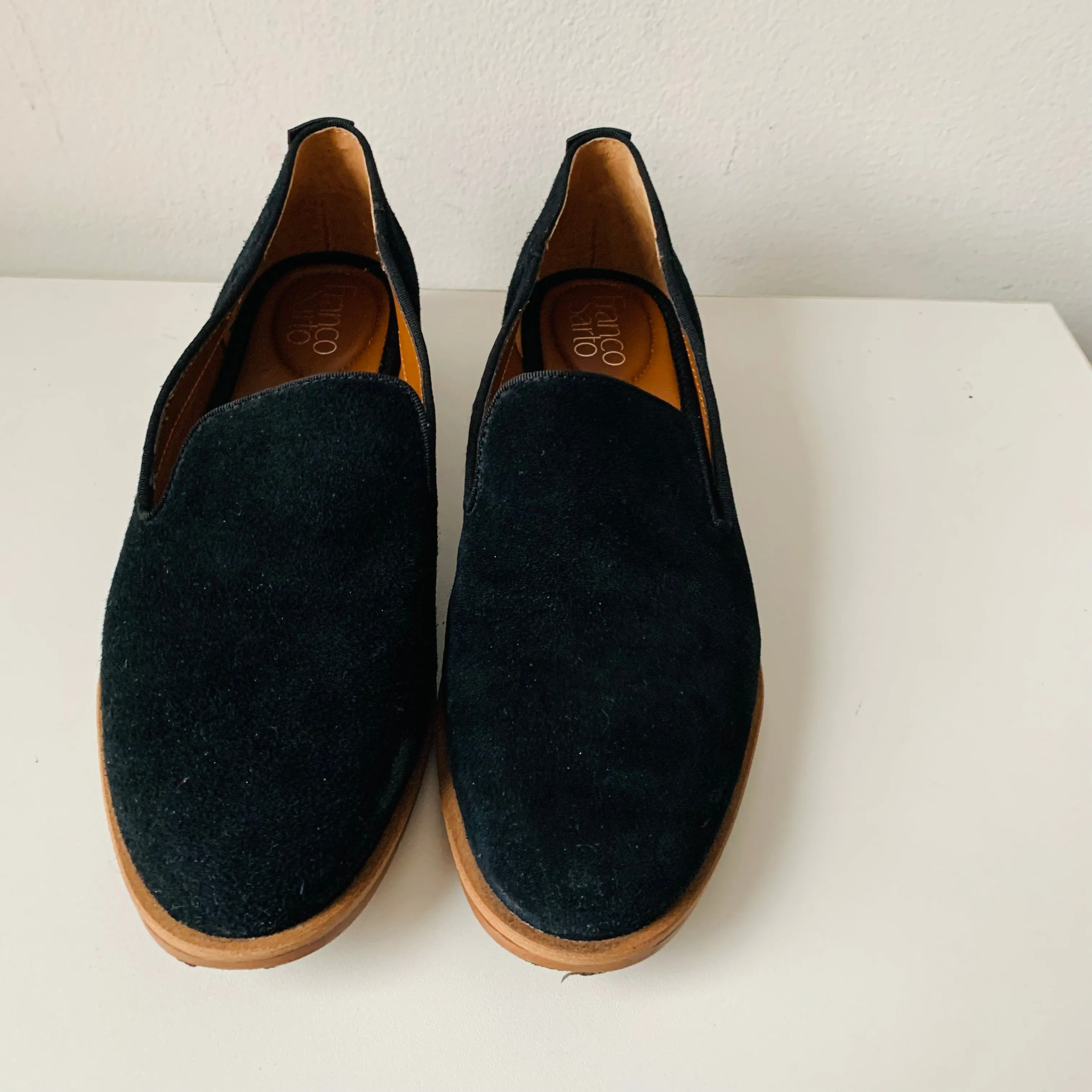 Franco Sarto Black Suede Slip On Flats Size 10