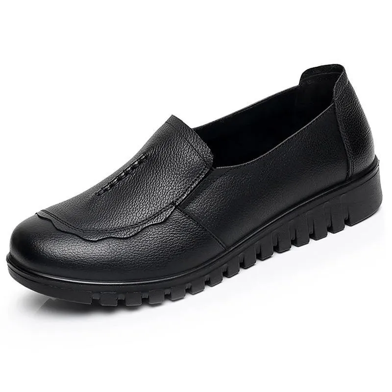 Genuine leather shoes women big size 4.5-9 round toe designer flat shoes