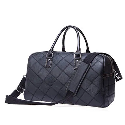 Genuine Leather Travel Bag Men Vintage Duffel Bag Patchwork Cow Leather Handbag Carry On Luggage