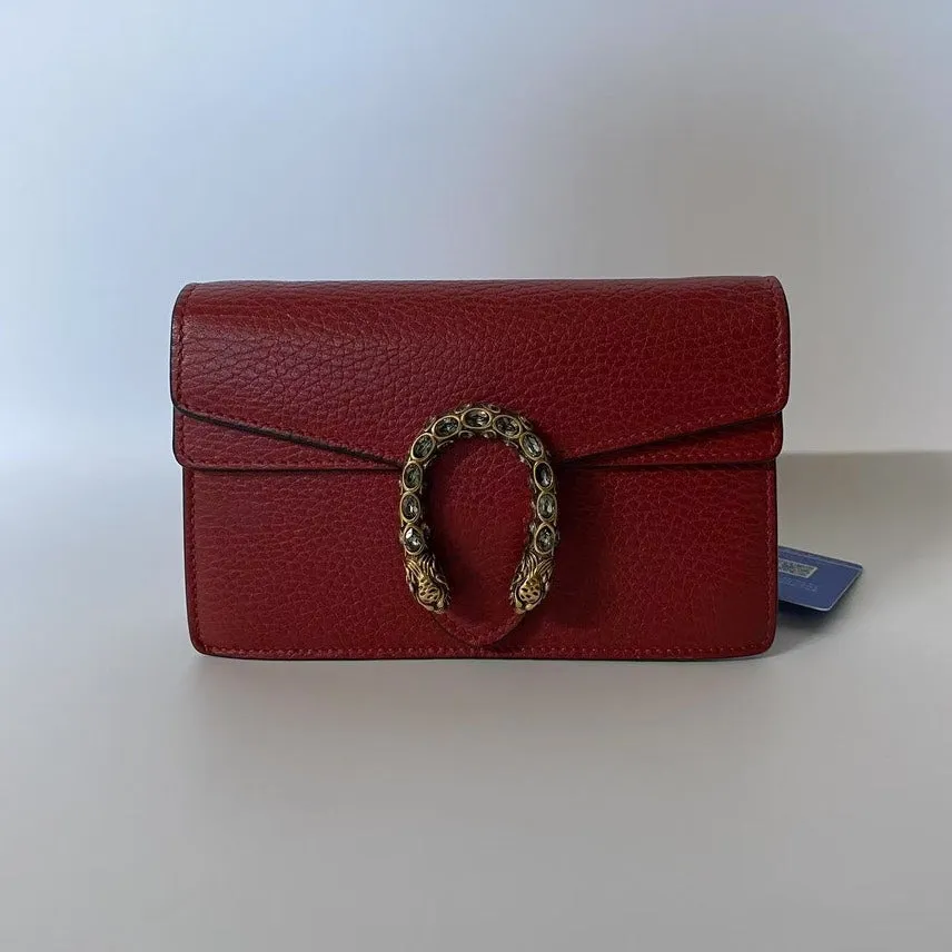 Gucci Dionysus Red Leather Clutch Bag