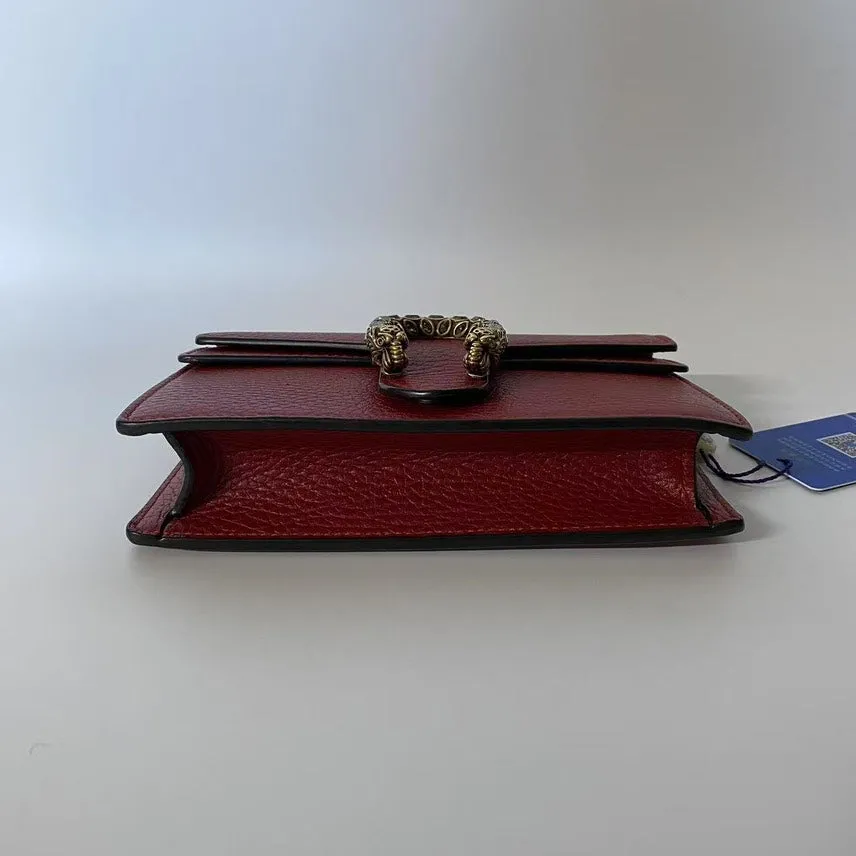 Gucci Dionysus Red Leather Clutch Bag