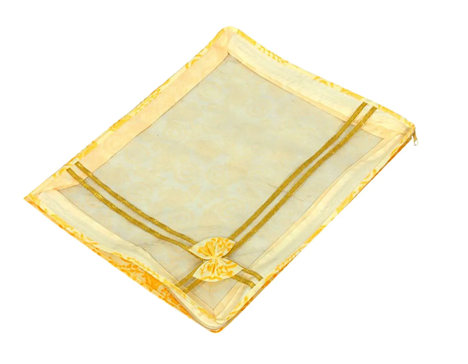 Heart Home Carry Design 3" inch Tranasparent Non Woven Single Saree Cover- Pack of 2 (Gold)-HS_38_HEARTH21582