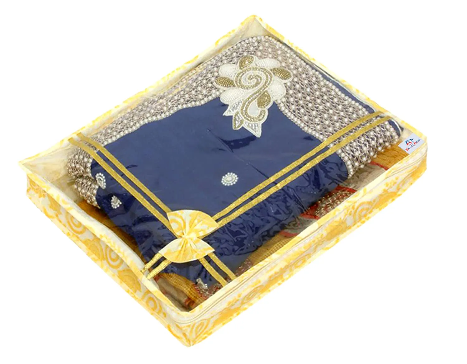 Heart Home Carry Design 3" inch Tranasparent Non Woven Single Saree Cover- Pack of 2 (Gold)-HS_38_HEARTH21582