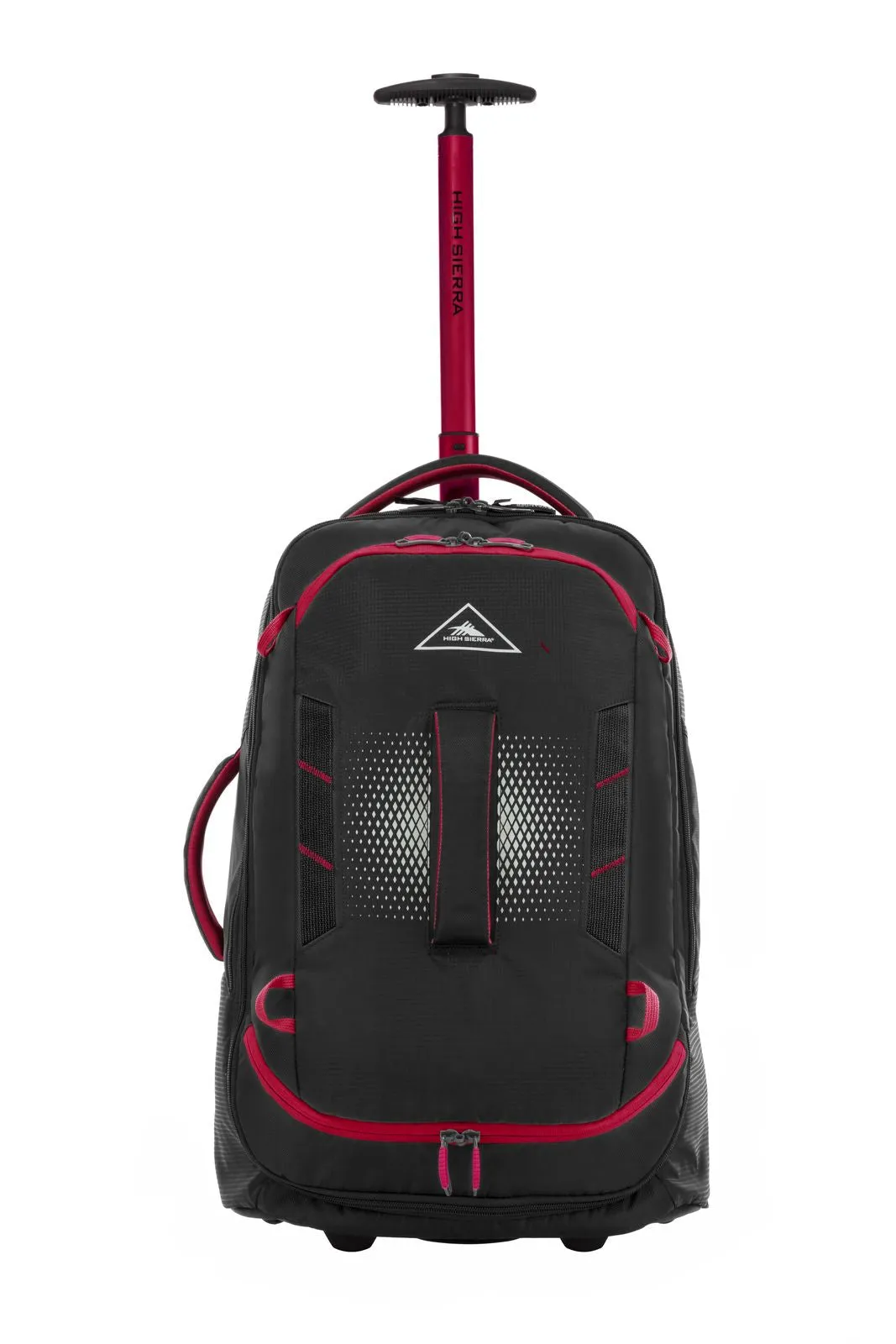 HIGH SIERRA COMPOSITE V4 56CM WHEELED DUFFLE BLACK RED