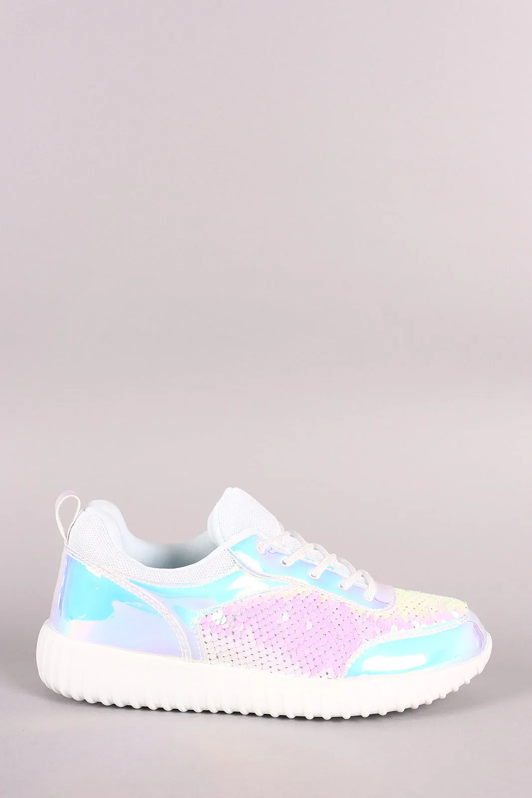 Holographic Sequins Lace Up Sneaker