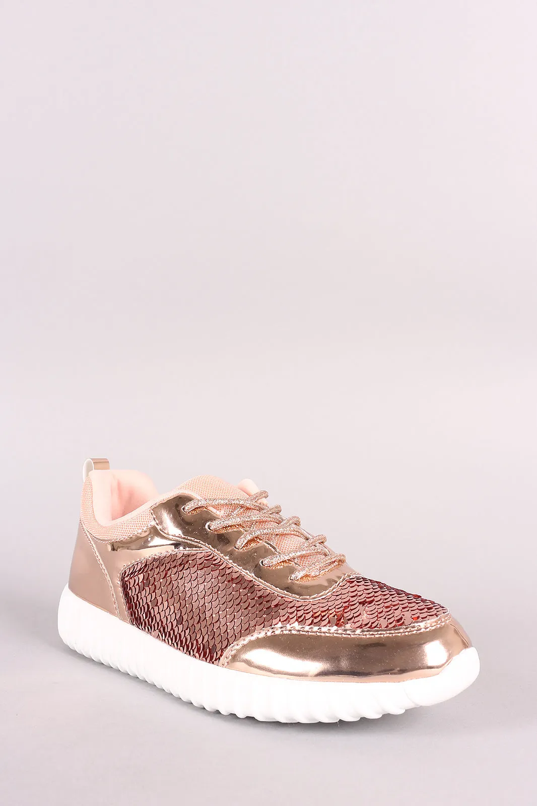 Holographic Sequins Lace Up Sneaker