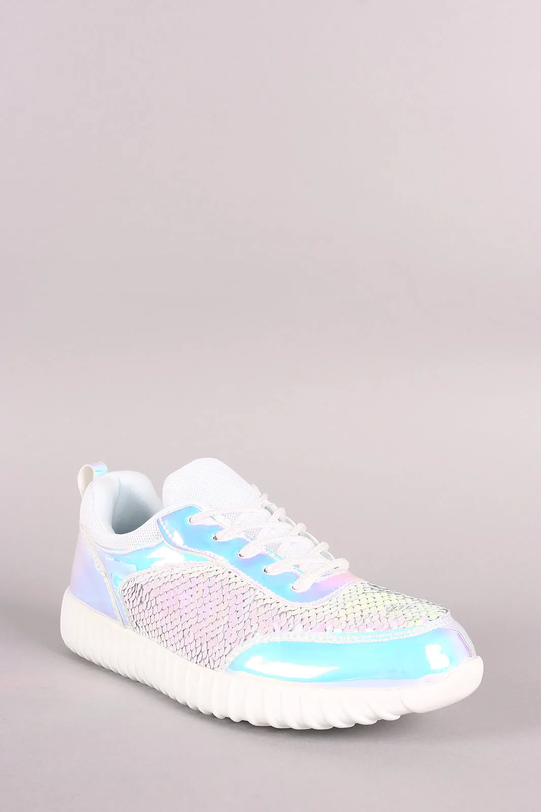 Holographic Sequins Lace Up Sneaker