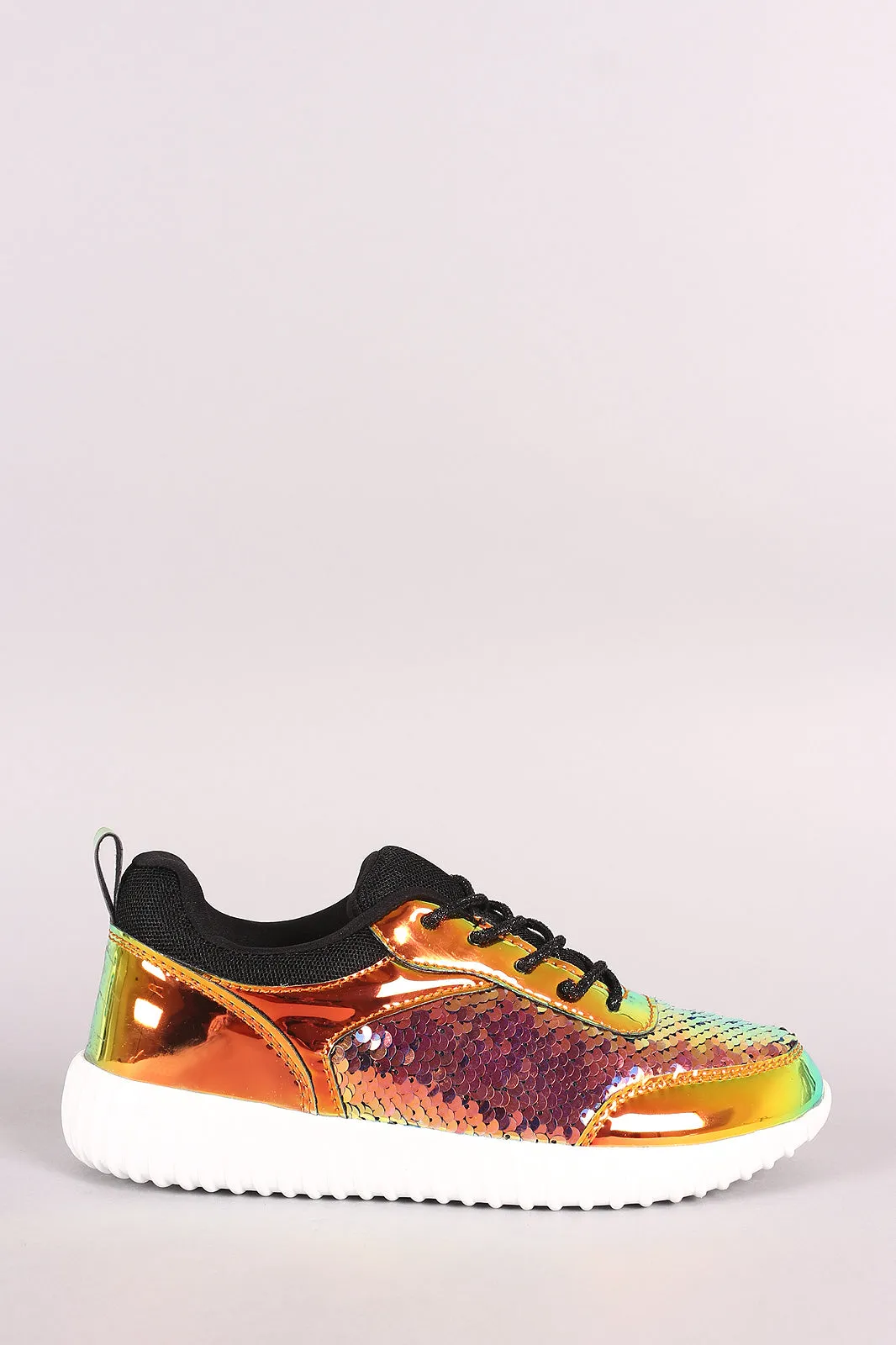 Holographic Sequins Lace Up Sneaker