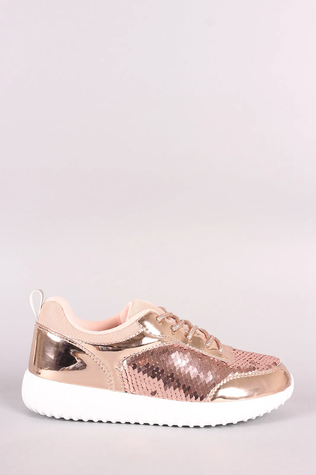 Holographic Sequins Lace Up Sneaker