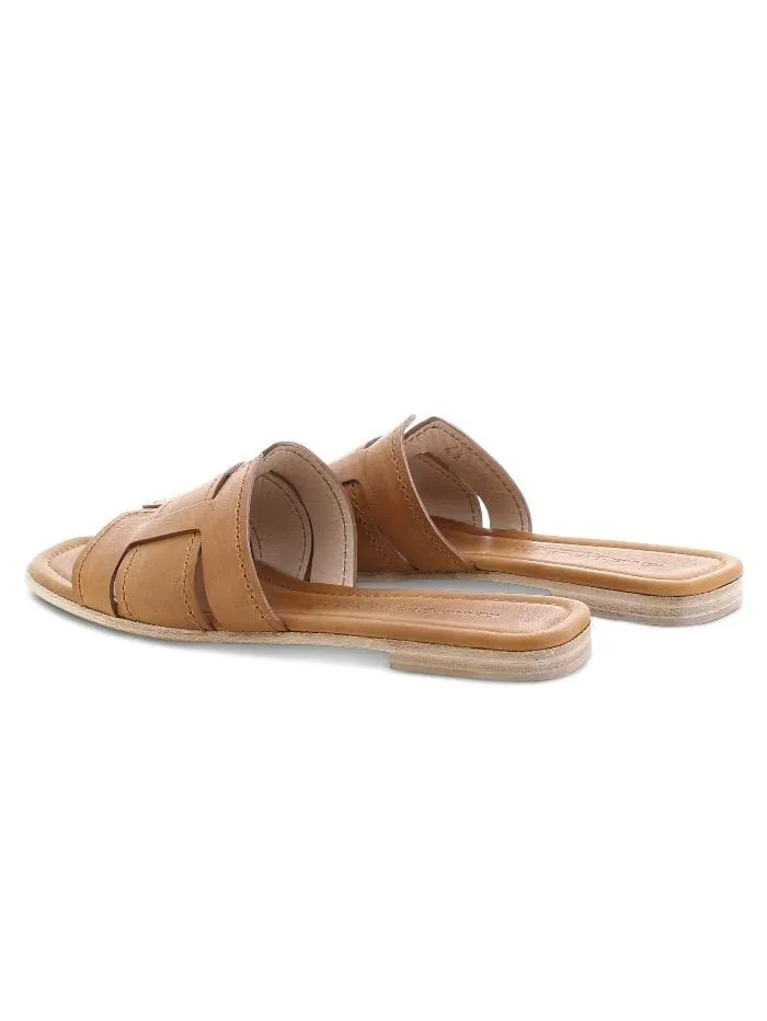 Kennel and Schmenger T Cognac Calf Leather Texas Flat Mule 51-90580-202