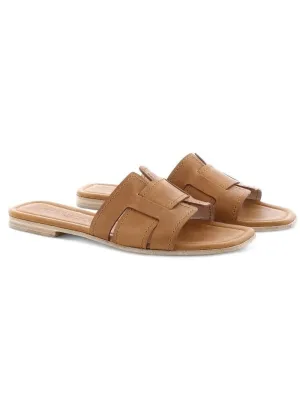 Kennel and Schmenger T Cognac Calf Leather Texas Flat Mule 51-90580-202