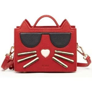Leather Cat Crossbody in Red