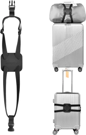 Luggage Straps Bag Bungees for Add a Bag Easy to Travel Suitcase Elastic Strap Belt， High Elastic Suitcase Adjustable Belt Bag Bungees with Buckles (Black/Black)