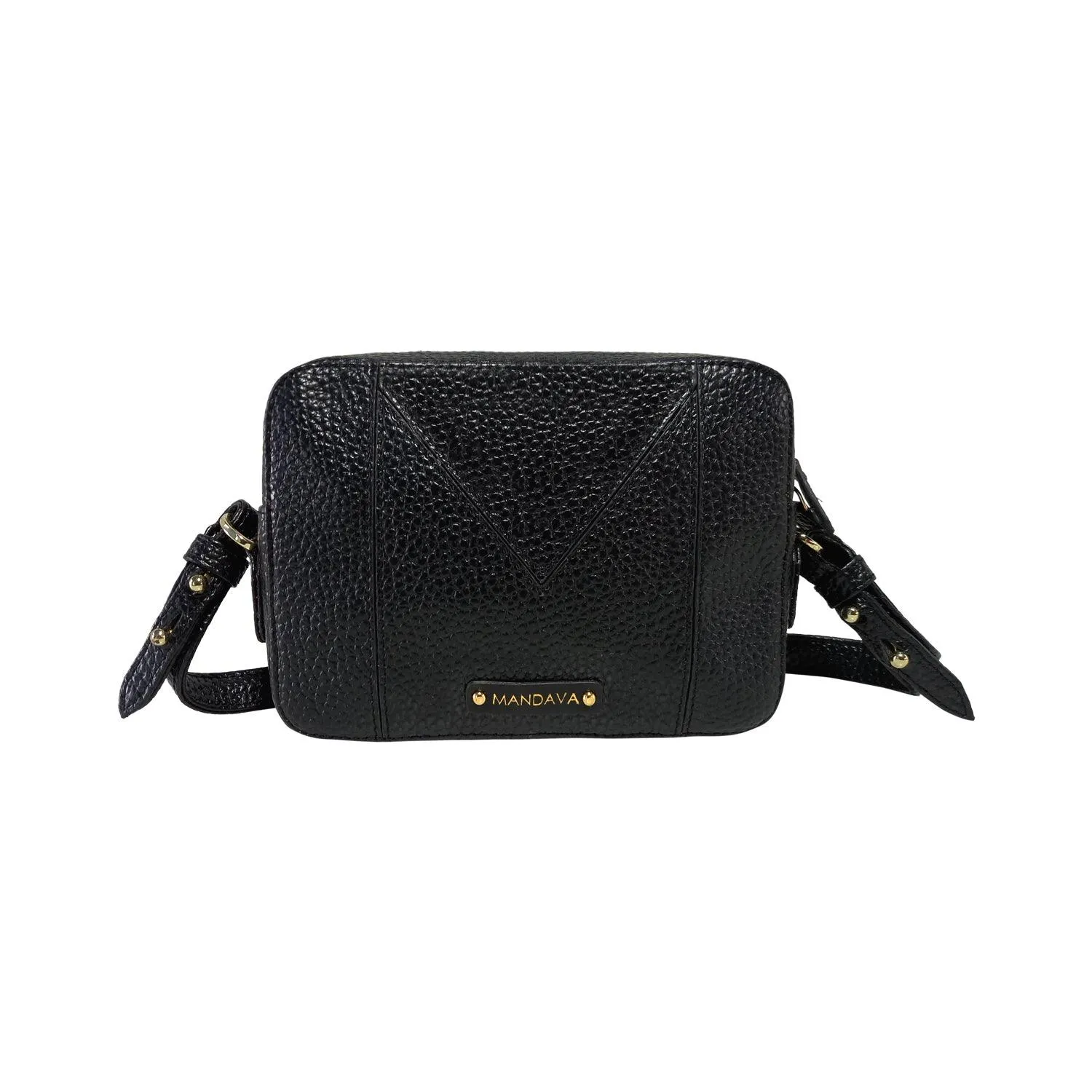 MANDAVA Women's PU Leather Crossbody Bag | Ladies Mini Shoulder Bag with Adjustable & Detachable Strap (Black)