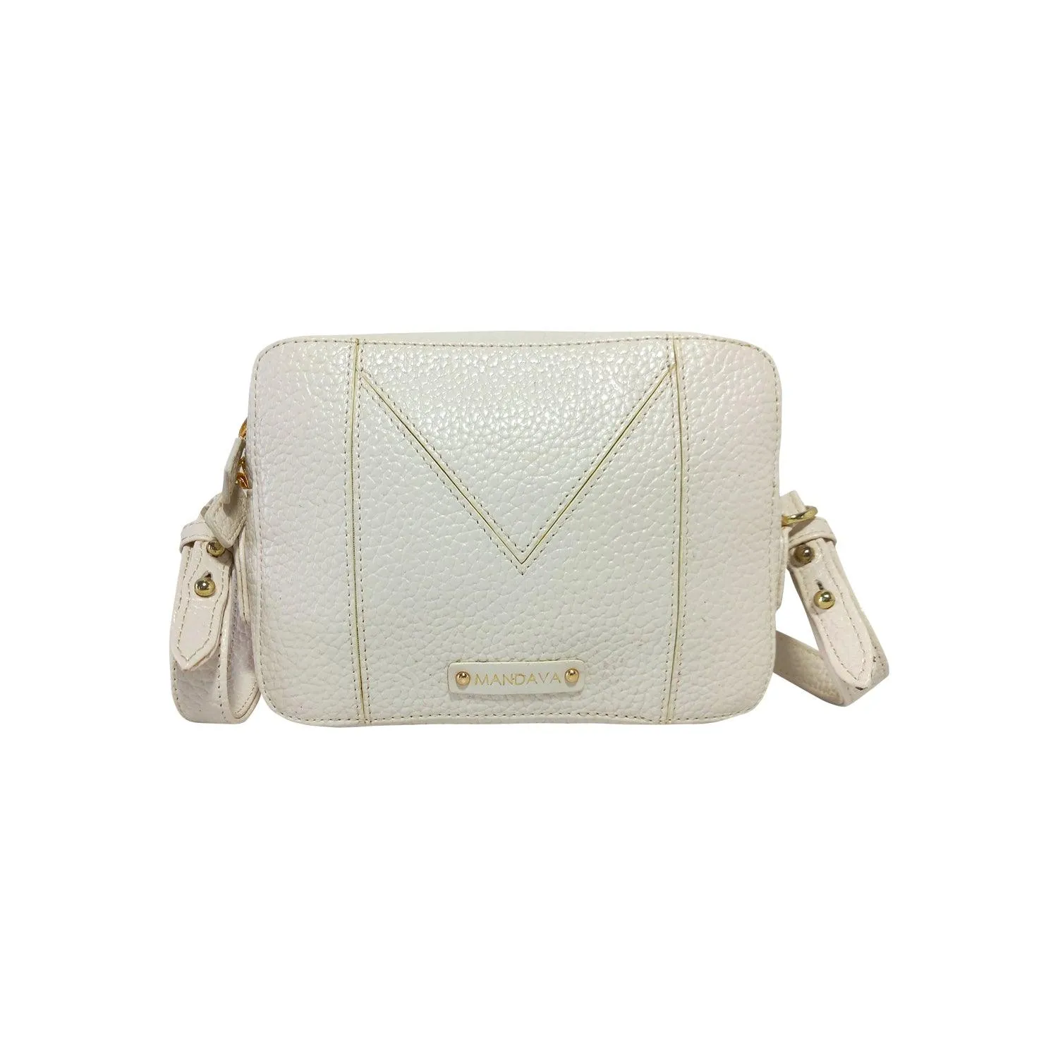 MANDAVA Women's PU Leather Crossbody Bag | Ladies Mini Shoulder Bag with Adjustable & Detachable Strap (White)