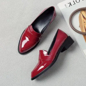 Meotina Spring Flats Loafers Shoes Women Patent Leather Flat Casual Shoes Fashion Pointed Toe Shoes Ladies Black Plus Size 33-43