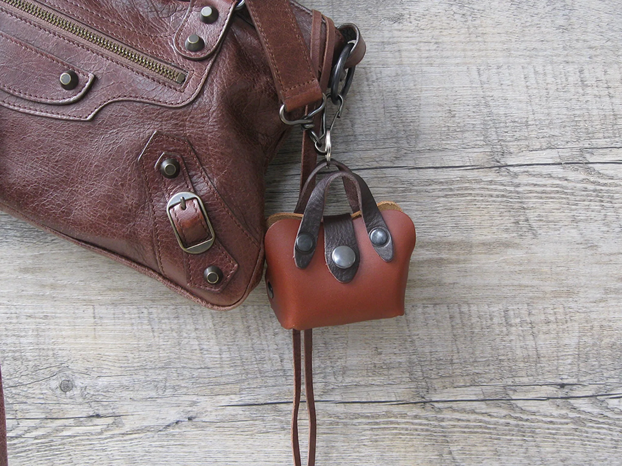 Mini Handbag Leather Dog Waste Bag Holder in 4 Colors