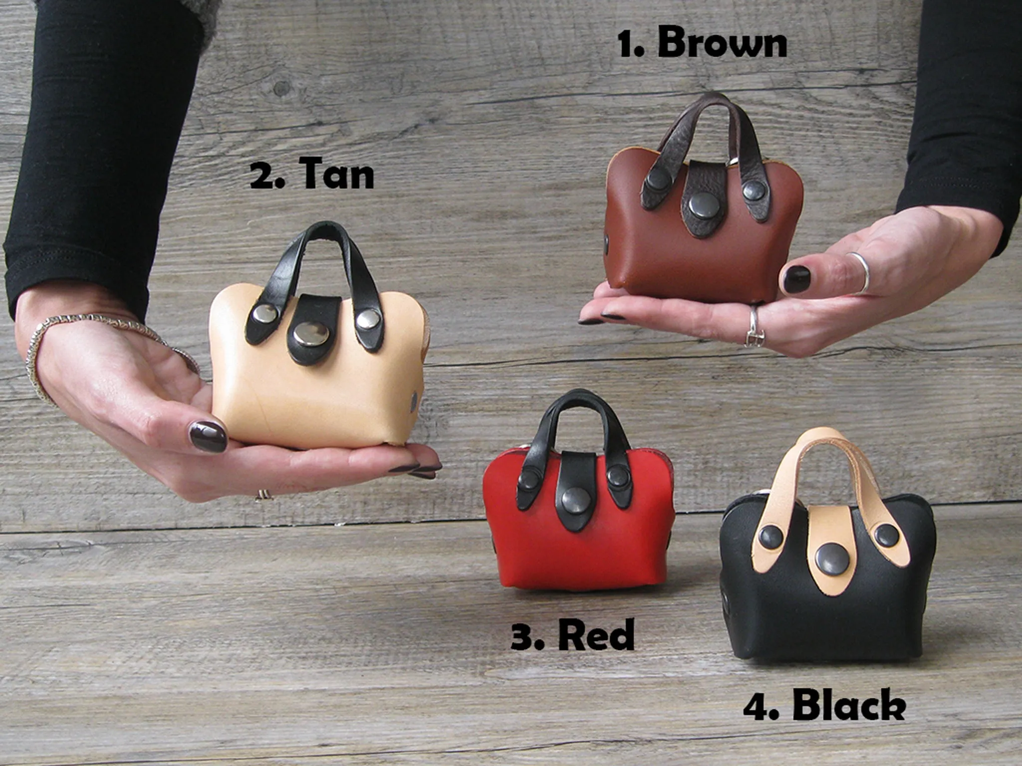 Mini Handbag Leather Dog Waste Bag Holder in 4 Colors