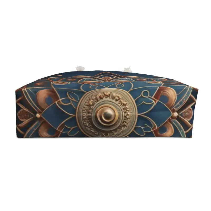 Navy Blue Weekender Bag Gold Mandala Pattern