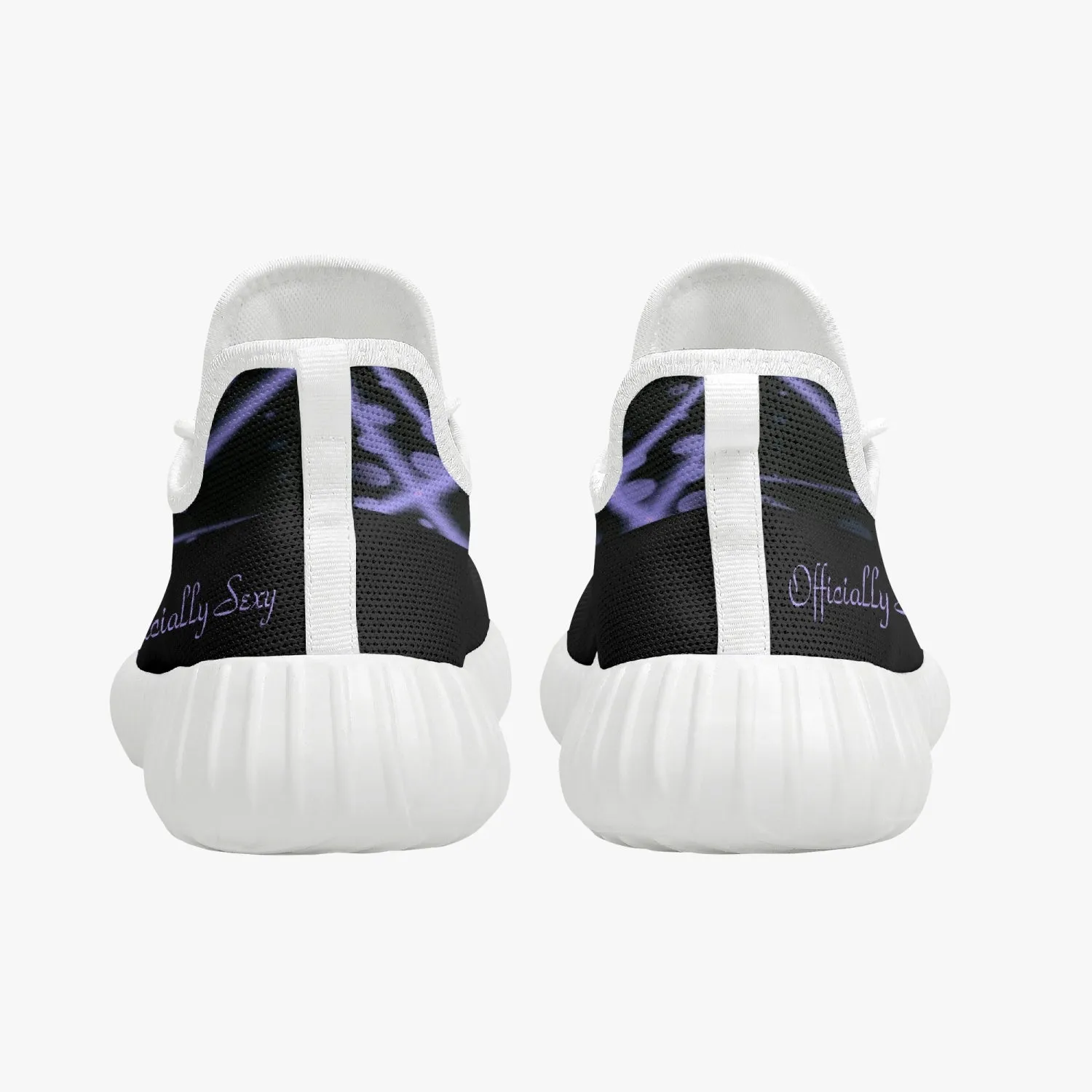 Officially Sexy Purple & Black Laser Print Mesh Knit Sneakers - With White or Black Sole