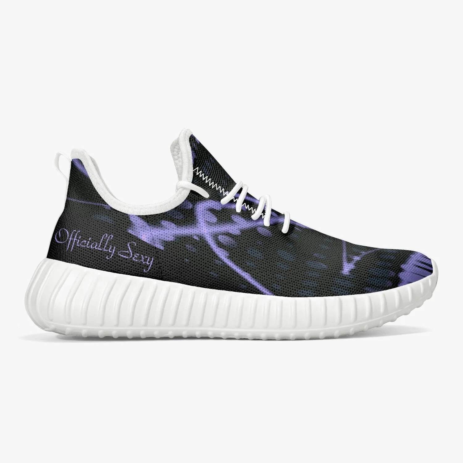 Officially Sexy Purple & Black Laser Print Mesh Knit Sneakers - With White or Black Sole