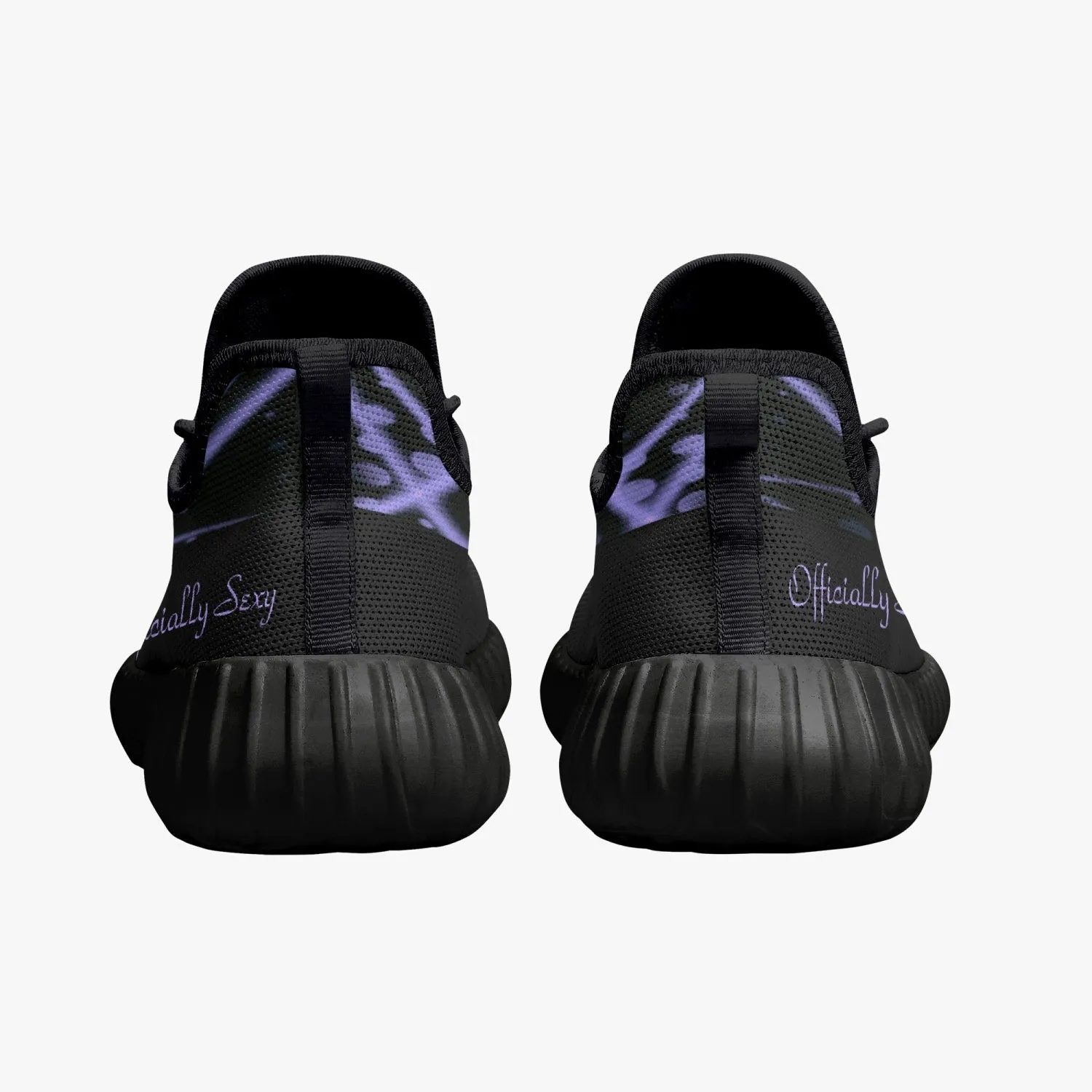 Officially Sexy Purple & Black Laser Print Mesh Knit Sneakers - With White or Black Sole