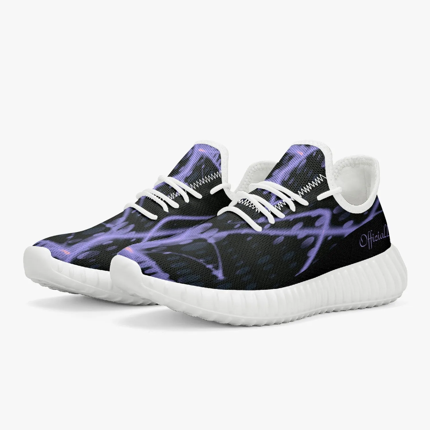 Officially Sexy Purple & Black Laser Print Mesh Knit Sneakers - With White or Black Sole