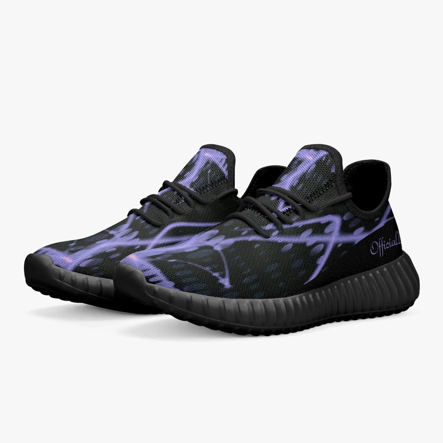 Officially Sexy Purple & Black Laser Print Mesh Knit Sneakers - With White or Black Sole