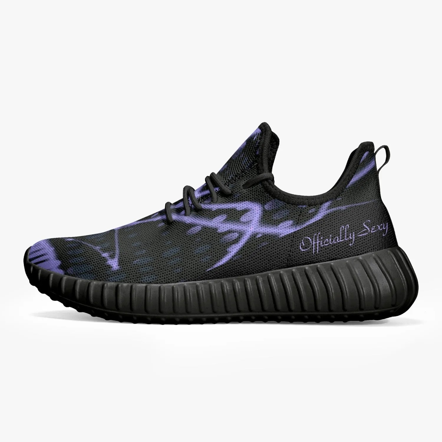 Officially Sexy Purple & Black Laser Print Mesh Knit Sneakers - With White or Black Sole