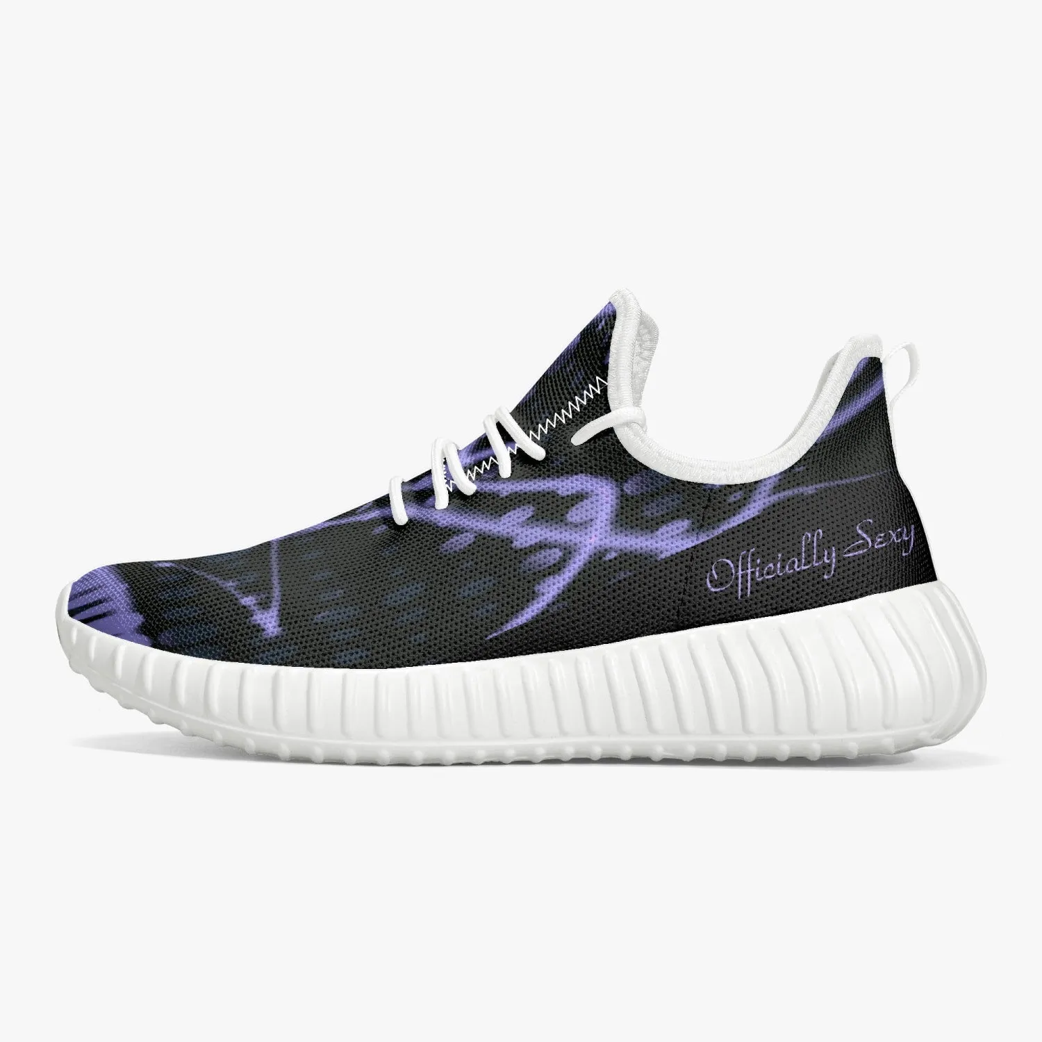 Officially Sexy Purple & Black Laser Print Mesh Knit Sneakers - With White or Black Sole