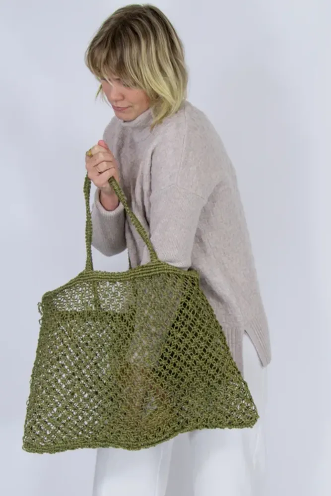 Olive Jute String Shopper