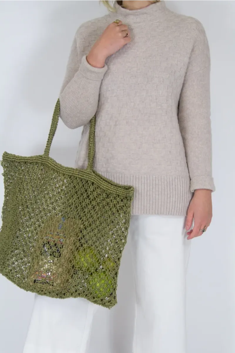 Olive Jute String Shopper