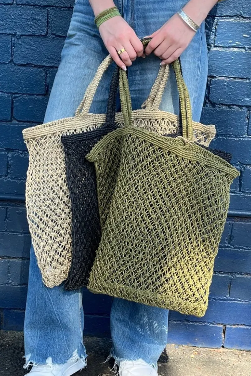 Olive Jute String Shopper
