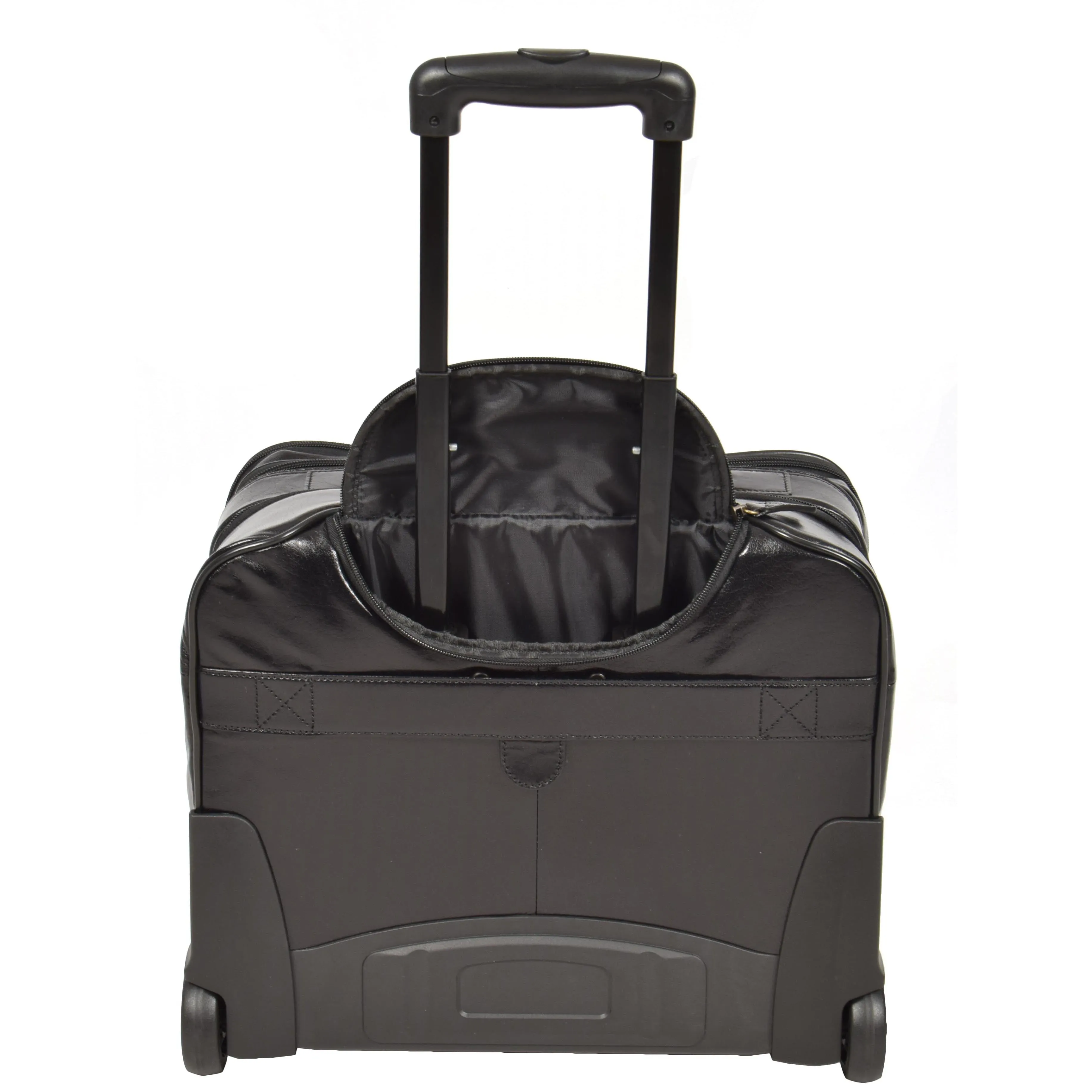 Real Leather Pilot Case Trolley Bag Laptop Business Travel Weekend Cabin Bag AL1 Black